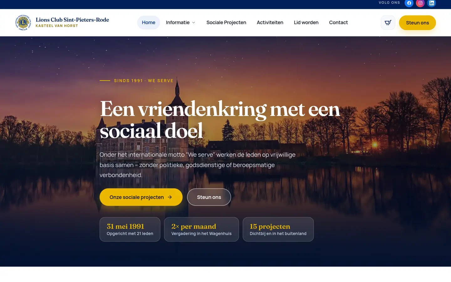Homepagina van de website van Lions Club Sint-Pieters-Rode Kasteel van Horst