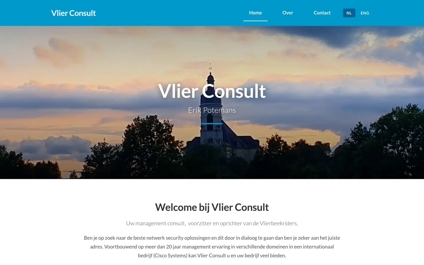 Homepagina van de website van Vlier Consult